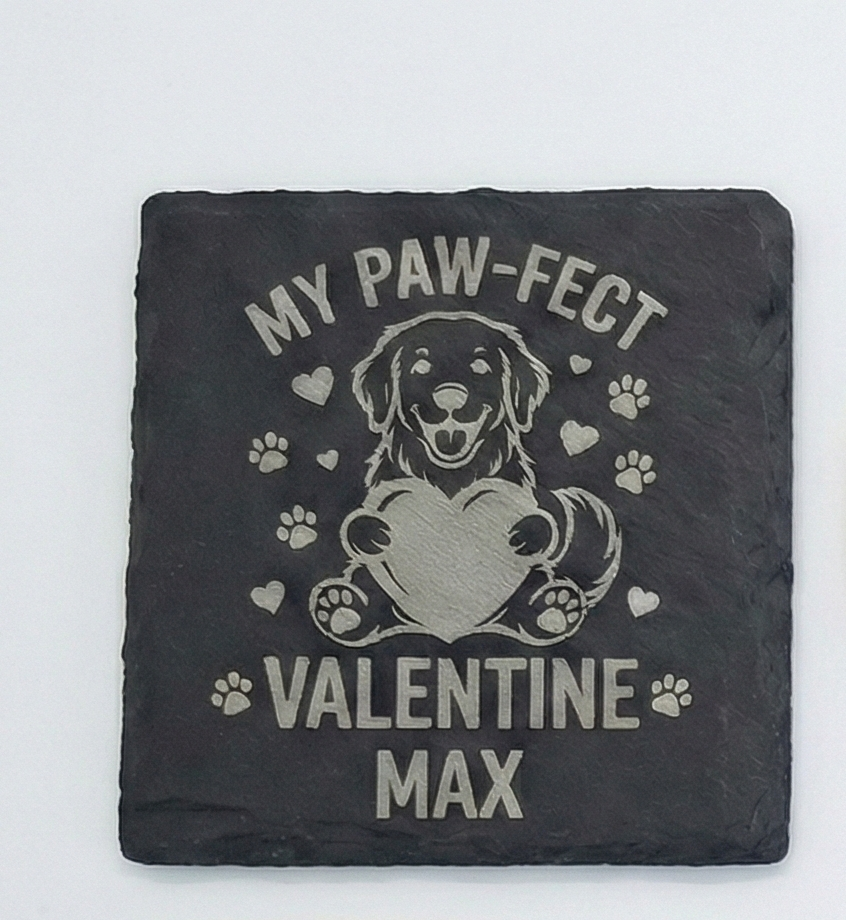 Personalized Pet Coasters sets of 4 – Engraved Dog/Cat Name Gift Slate Coaster Set of 4
