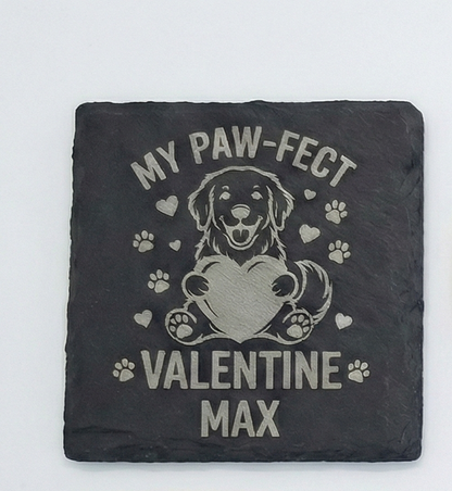 Personalized Pet Coasters sets of 4 – Engraved Dog/Cat Name Gift Slate Coaster Set of 4