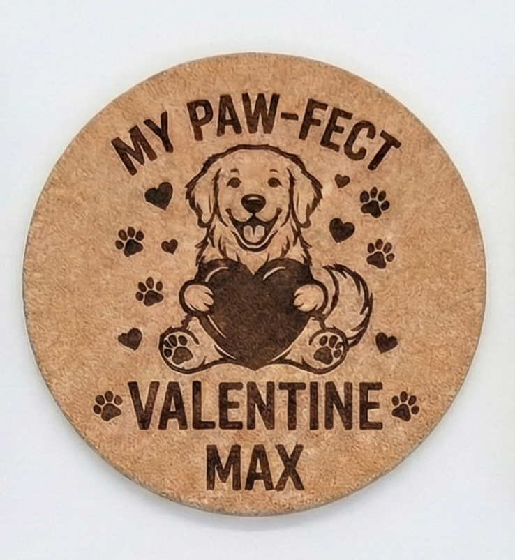 Set of four personalized slate pet coasters featuring engraved dog and cat names, ideal as custom pet gift.