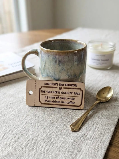 Wooden coupons for Mom by The Present Spot, featuring kids' chore and help vouchers on birch plywood.