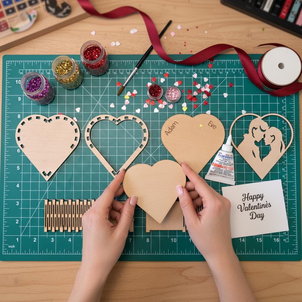 Personalized DIY wooden heart box craft kit by The Present Spot, perfect for Valentine's Day and anniversary couple crafting.