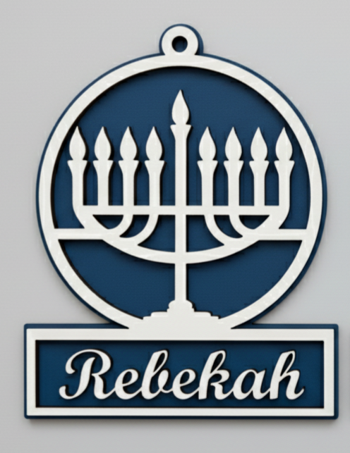 Set of four custom Hanukkah wood ornament craft kits by The Present Spot, perfect for DIY holiday decorations.