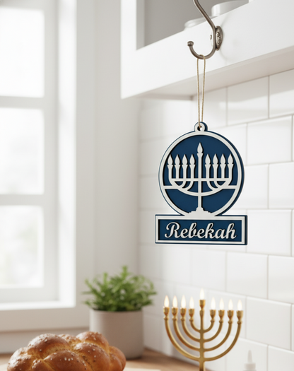 Set of 4 Hanukkah wood ornament craft kit by The Present Spot, perfect for DIY custom Hanukkah decorations.