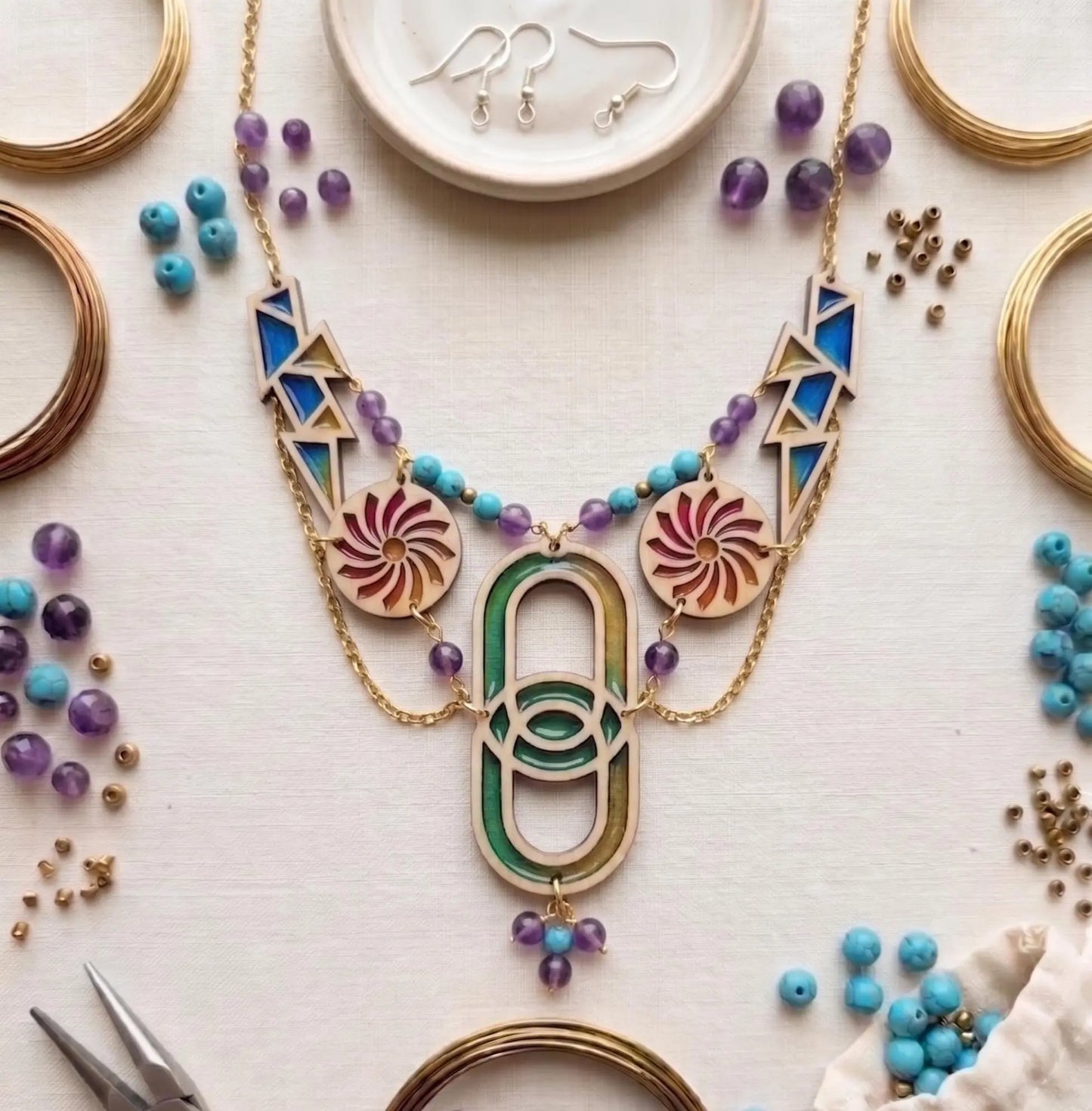 Wood Earring Maker Kit by The Present Spot with 20 blank wooden earrings, fishhooks, display cards, and bags for jewelry crafting.