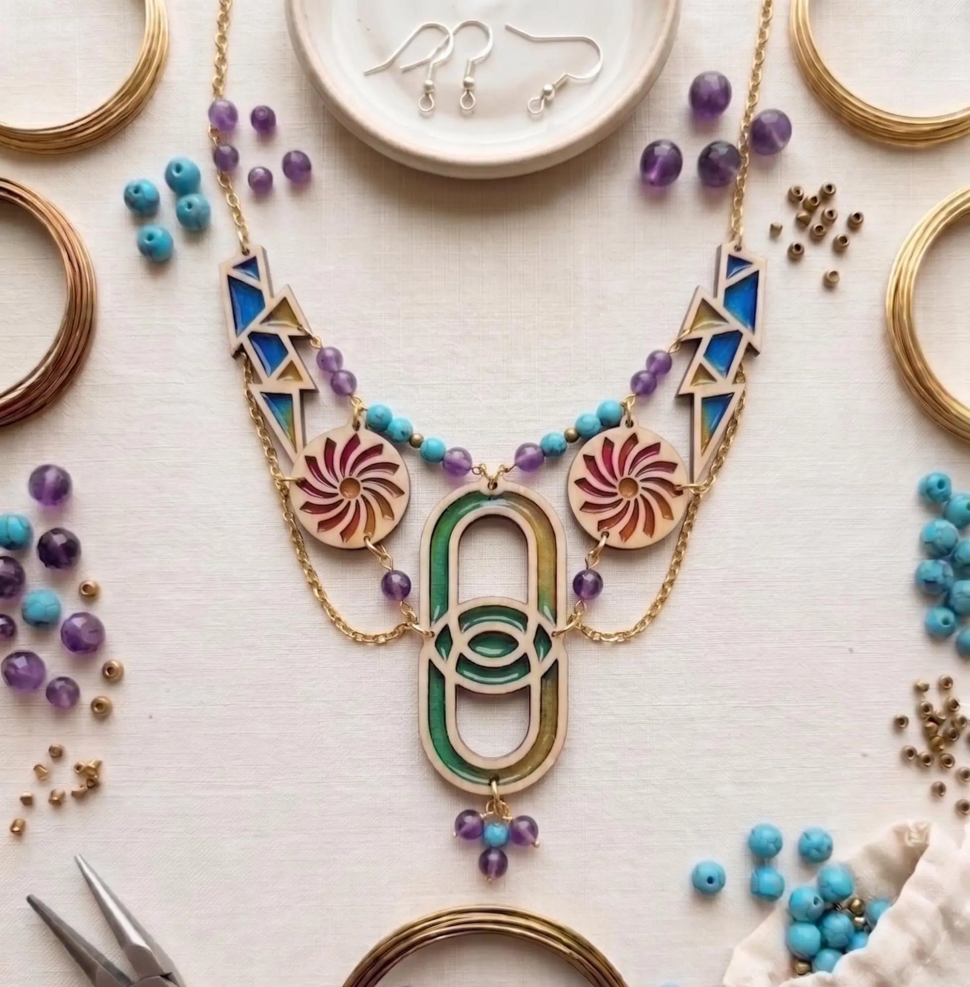 Wood Earring Maker Kit by The Present Spot with 20 blank wooden earrings, fishhooks, display cards, and bags for jewelry crafting.