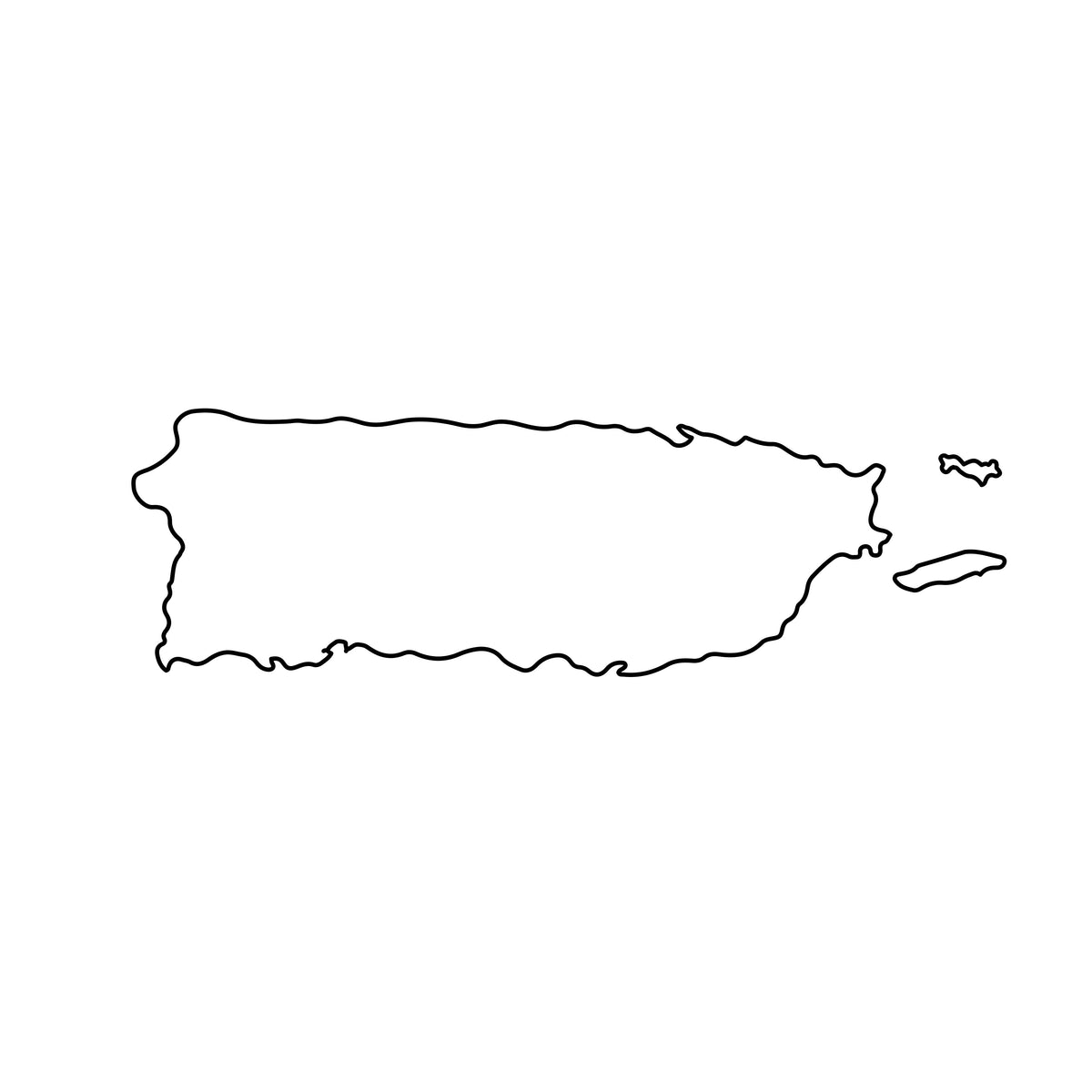 Puerto Rico coastline SVG bundle with 5 detail levels, featuring detailed SVG designs of Puerto Rico's scenic coastlines.