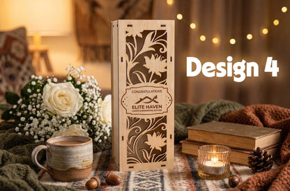 Custom engraved wood wine box by The Present Spot, ideal for realtor closing, broker gifting, and new home celebrations.