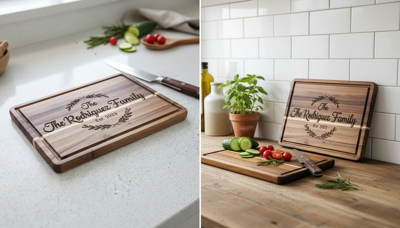 Engraved personalized cutting board, Custom Wedding Gift, Housewarming Present, Cozy Kitchen Decor