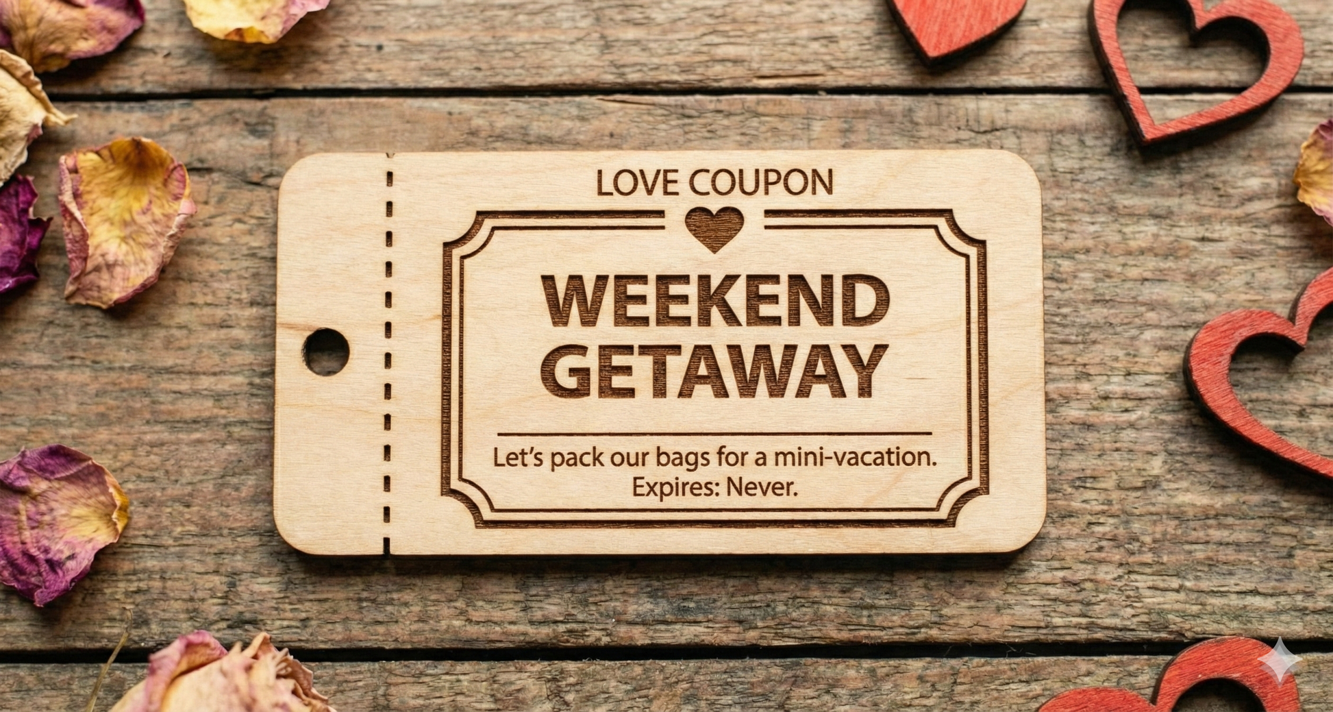 Personalized Wooden Love Coupons | Custom Date Night Vouchers & Tokens